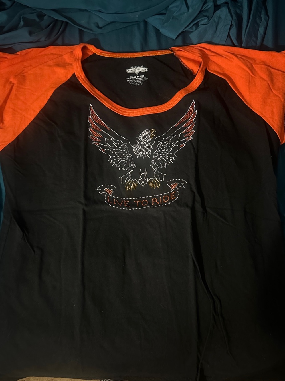 Black & Orange 'Live to Ride' Eagle Tee